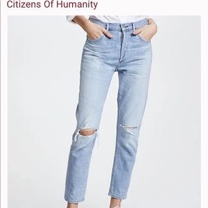 Citizens of Humanity Liya High Rise Classic Fit Crop Jean Distressed Button Fly